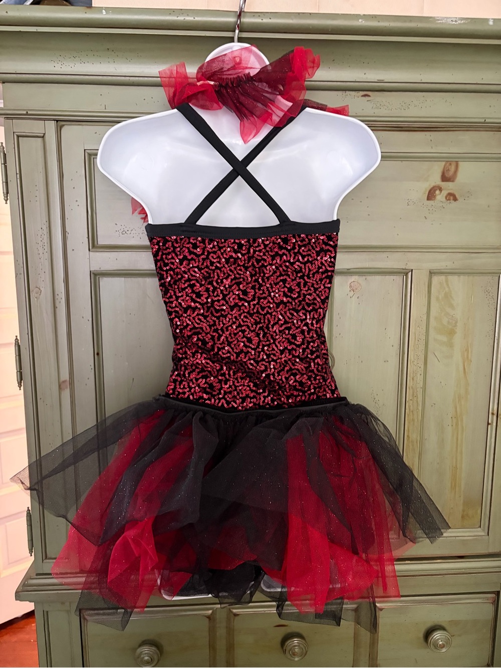 Weissman Red and Black Sequin Dance Costume SA - Picture 2 of 8